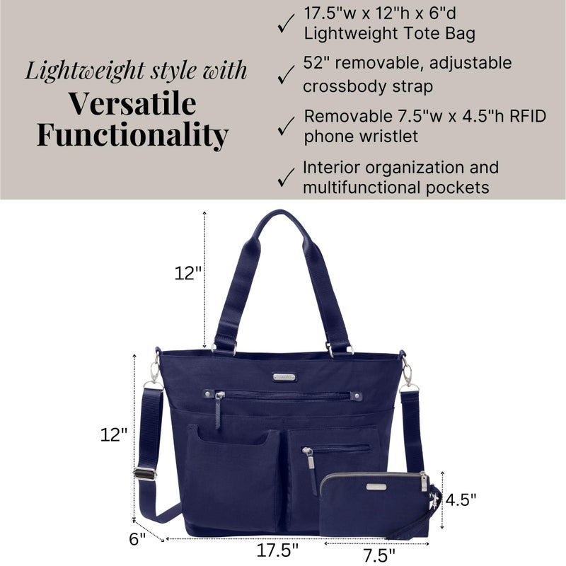 Baggallini Any Day Tote with RFID Phone Wristlet - Adjustable Crossbody Tote Bag for Women - Lightweight Travel Bag - Image 4